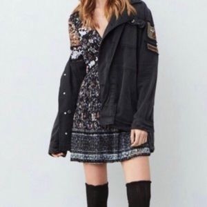 Free People Washed Black Embellished Jacket